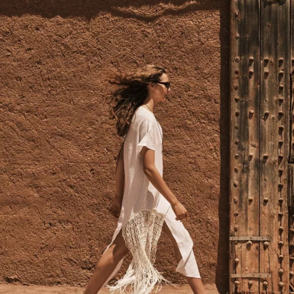 White Fringe Cover-Up Dress